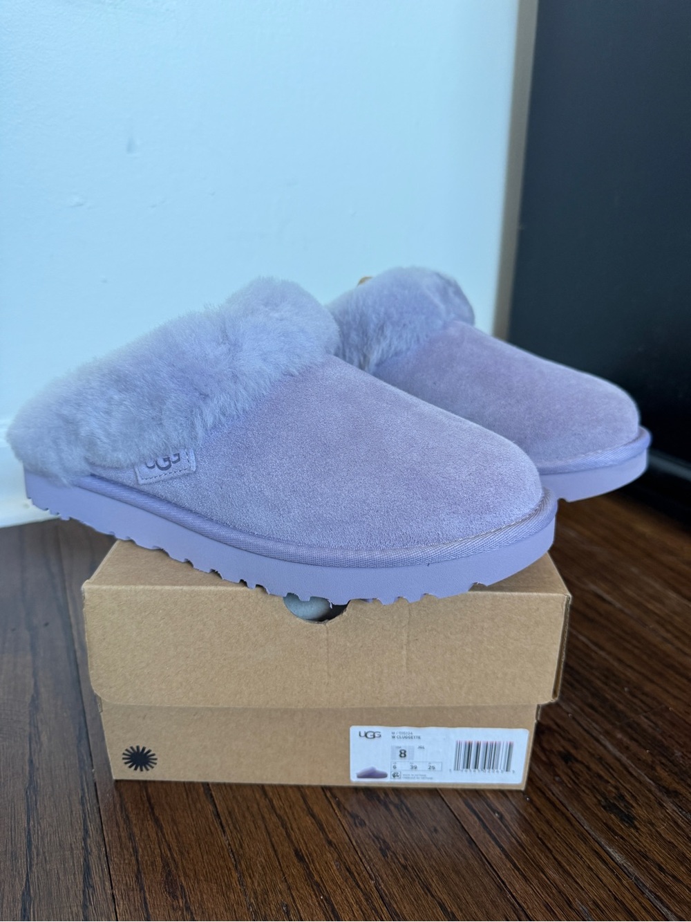 UGG Cluggette Lilac Suede Shearling Mule Slippers - Women